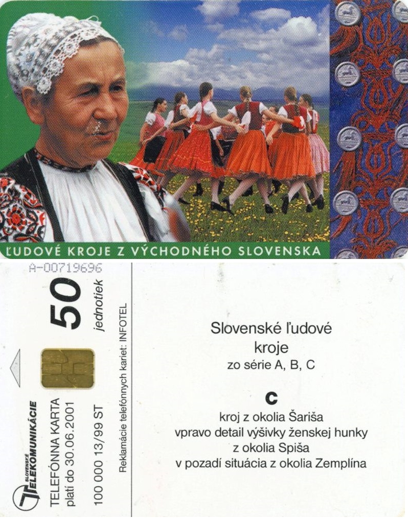 Tel.Karta, 1999, Slovensko, ST, ľudové kroje z vých. Slovenska (13/99)
