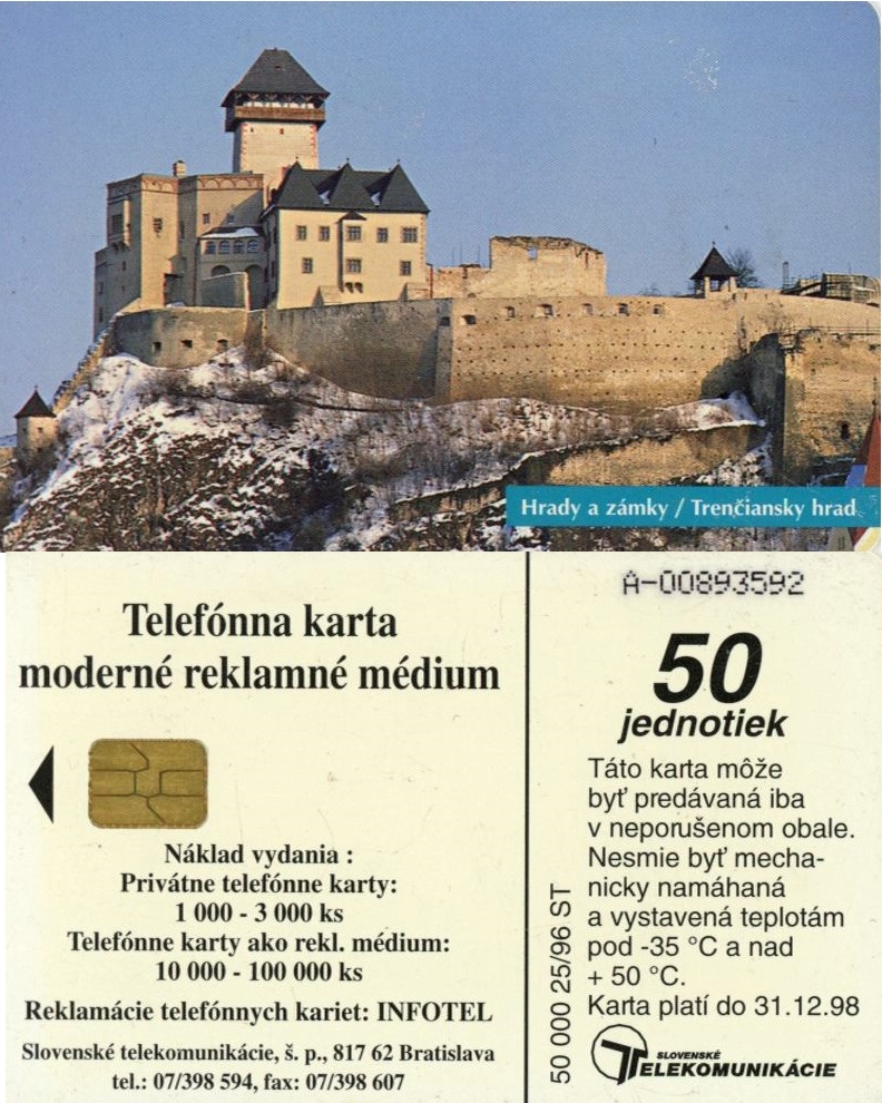 Tel.Karta, 1996, Slovensko, ST, Trenčiansky hrad (25/96)