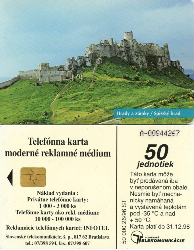 Tel.Karta, 1996 Slovensko, ST, Spišský hrad 
