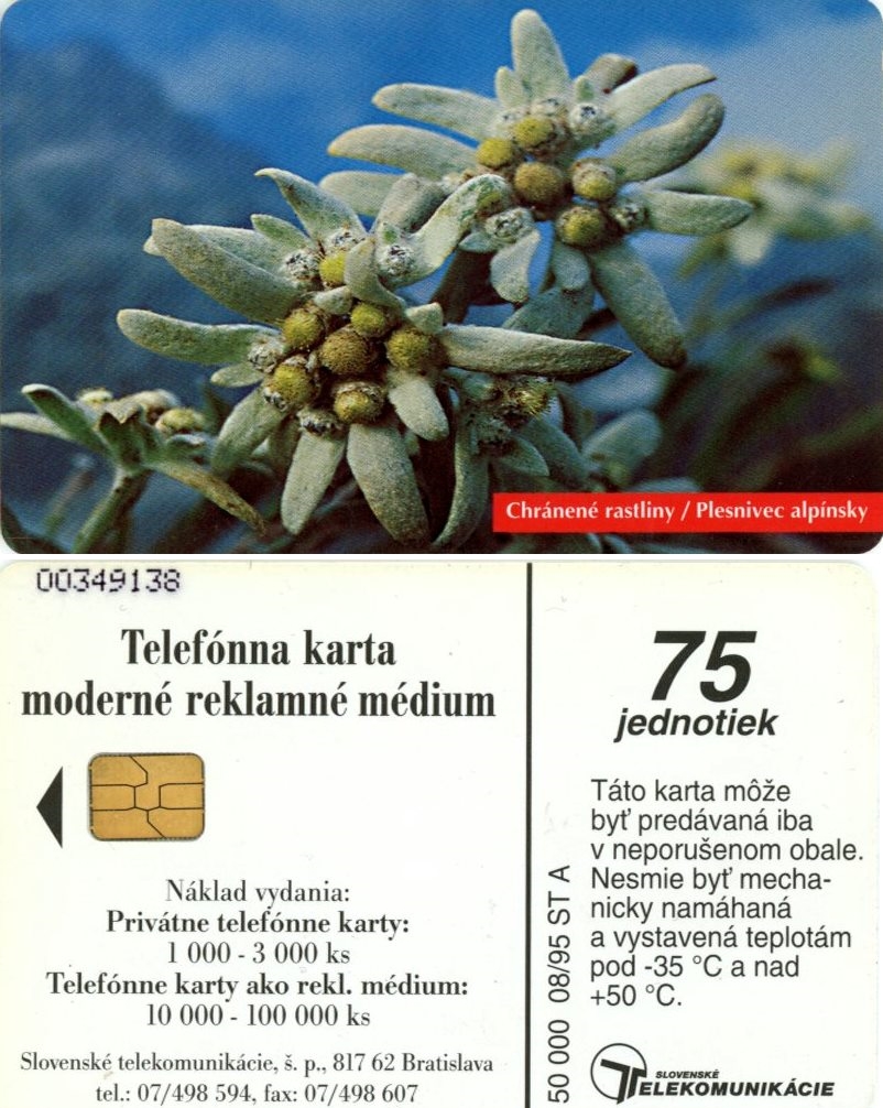 Tel.Karta, 1995 Slovensko, ST, Plesnivec alpínsky 
