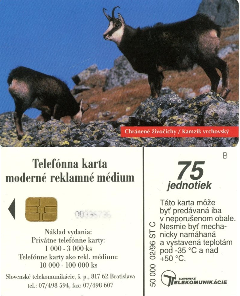 Tel.Karta, 1996 Slovensko, ST, Kamzík vrchovský 