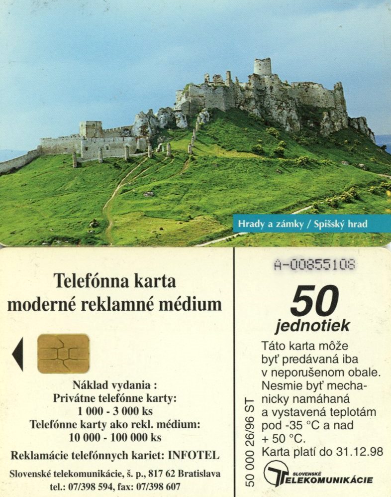 Tel.Karta, 1996, Slovensko, ST, Spišský hrad (26/96)