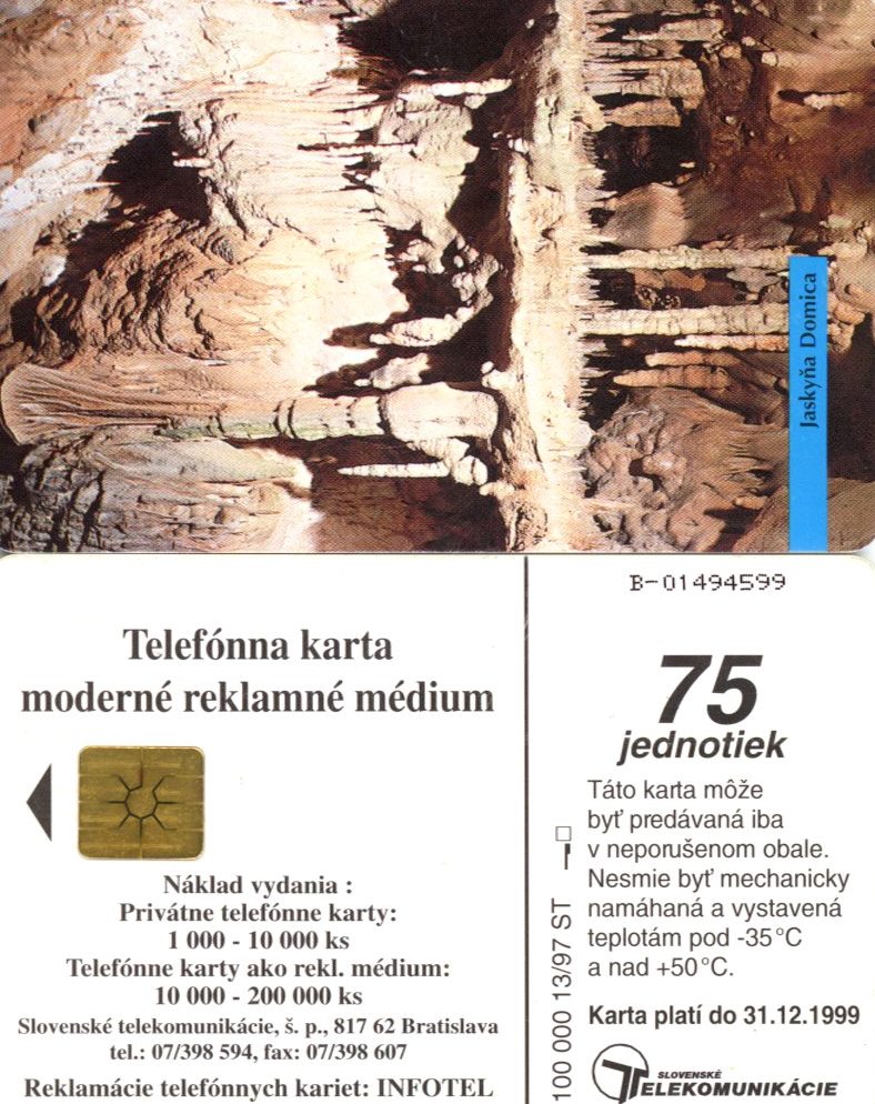 Tel.Karta, 1997, Slovensko, ST, Jaskyňa Domica (13/97)