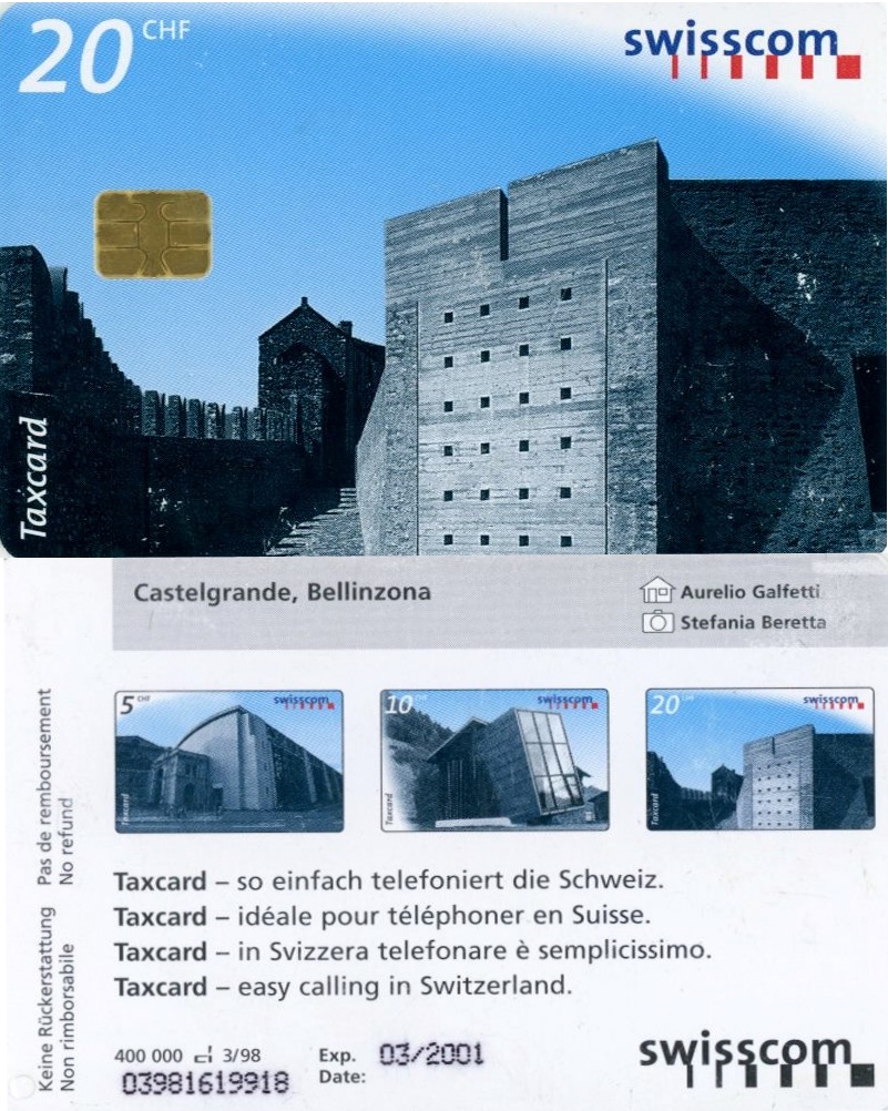 Tel.Karta, 1998, Švajčiarsko, swisscom, Castelgrande (3/98)