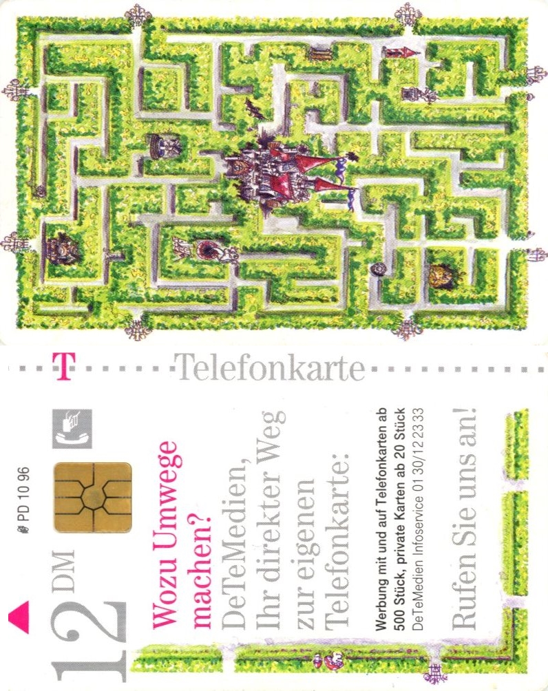 Tel.Karta, 1996, Nemecko, Deutsche Telekom, labyrint (PD 10 96)