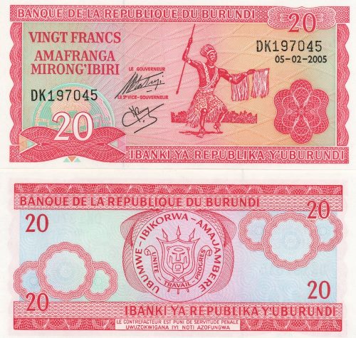 20 Francs 2005 Burundi UNC séria DK
