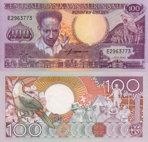 100 Gulden 1986 Surinam UNC séria E