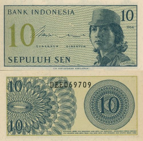 10 Sen 1964 Indonézia UNC séria DEE 