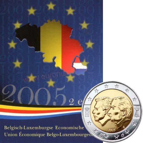 2 euro 2005 Belgicko cc.BU karta hospodárska únia