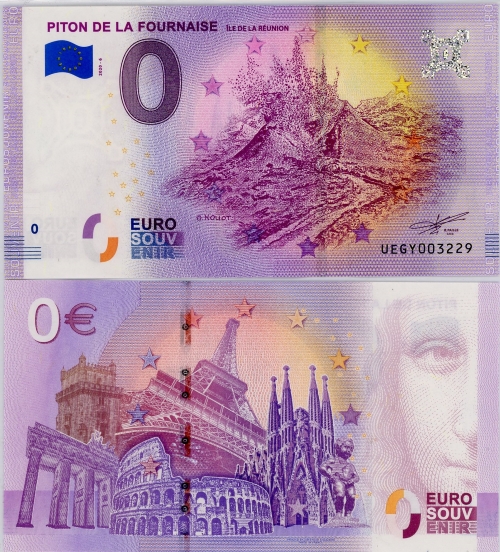 0 euro suvenír 2020/6 Francúzsko UNC Piton De La Fournaise 