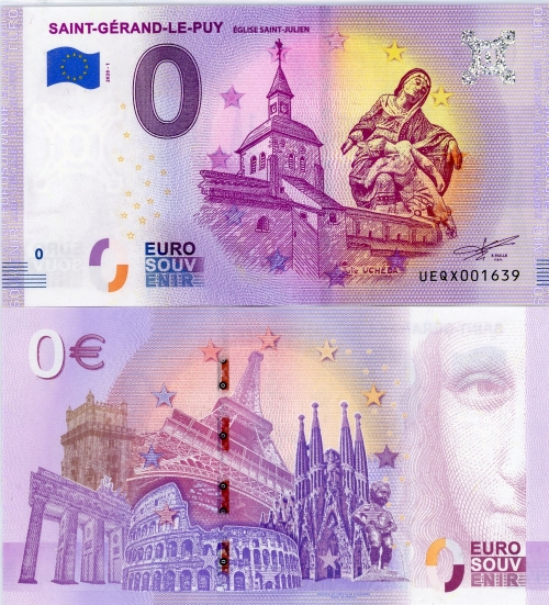 0 euro suvenír 2020/1 Francúzsko UNC Saint-Gérand-Le-Puy