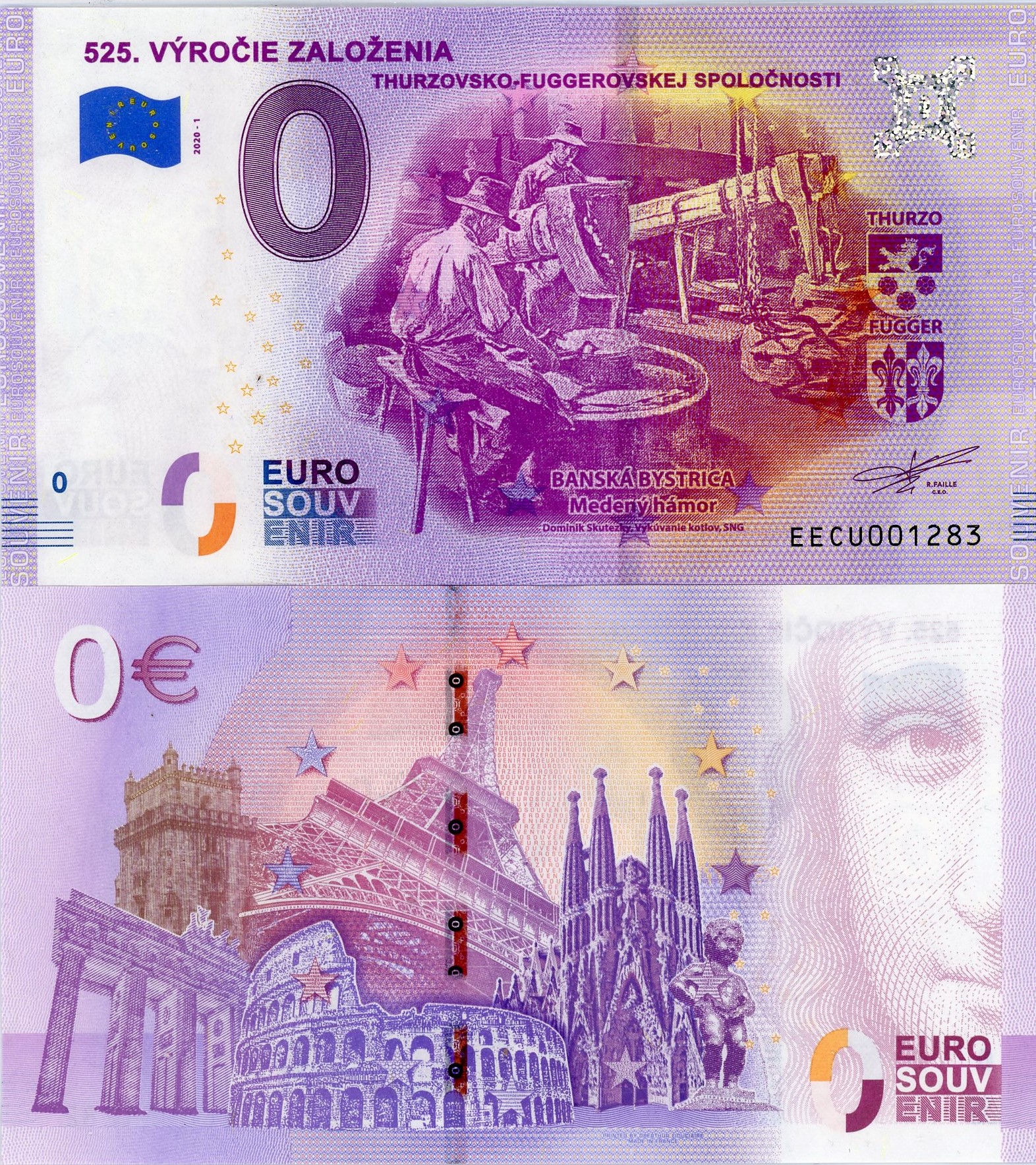 0 euro suvenír 2020/1 Slovensko UNC Thurzovsko-Fuggerovská spoločnost