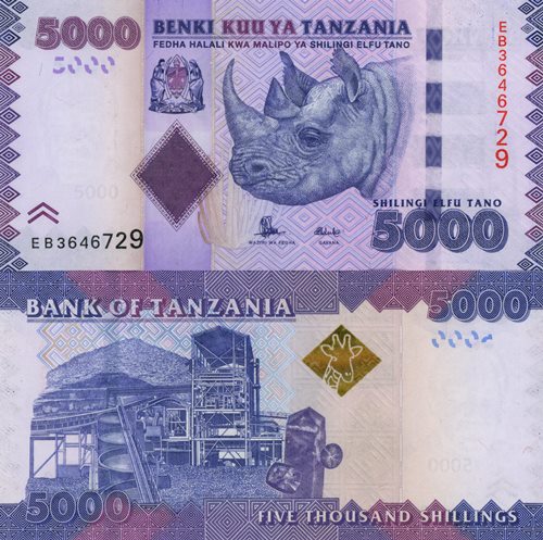 5000 Shillings 2015 Tanzánia UNC séria EB 