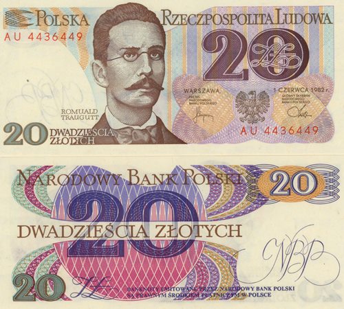 20 Zlotych 1982 Poľsko UNC séria AU