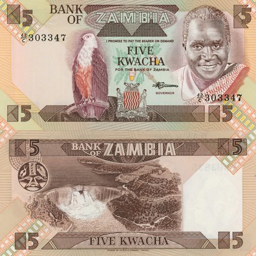 5 Kwacha 1986-88 Zambia UNC séria 42/C