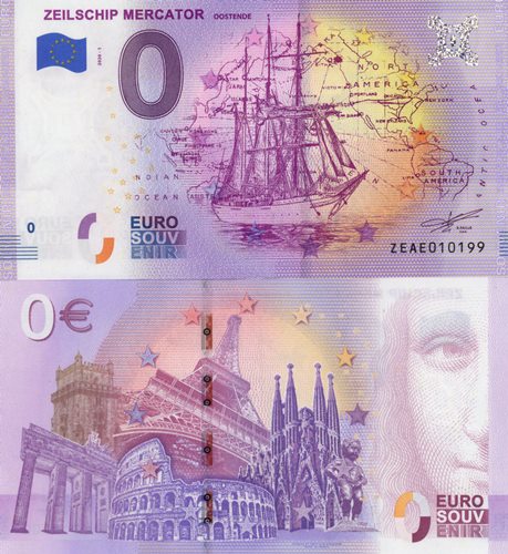 0 euro suvenír 2020/1 Belgicko UNC Zeilschip Mercator