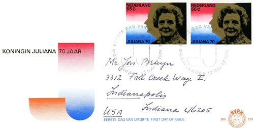 FDC, 1979, Holandsko, kráľovna Juliana (70 rokov)