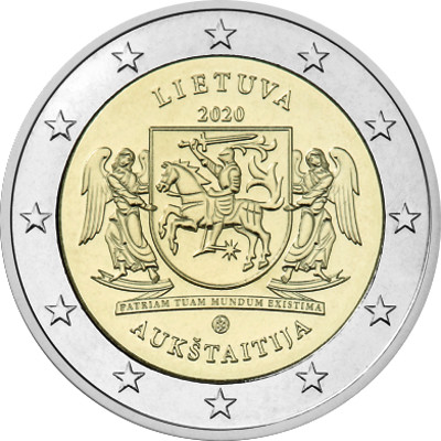 2 euro 2020 Litva cc.UNC Aukštaitija