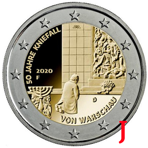2 euro 2020 J Nemecko cc.UNC, pokľaknutie vo Varšave