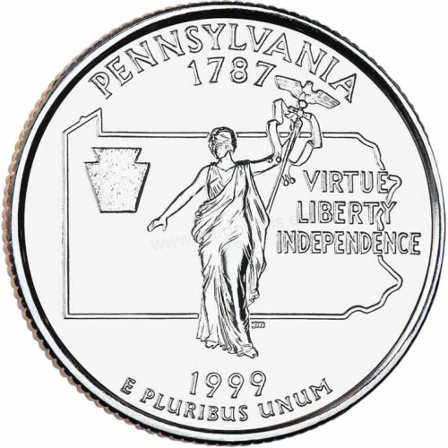 Quarter Dollar 1999 D USA UNC, Pennsylvania