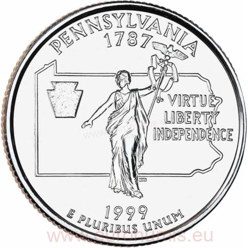 Quarter Dollar 1999 P USA UNC, Pennsylvania