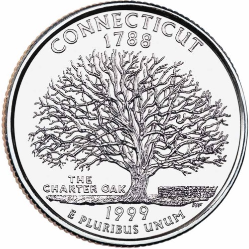 Quarter Dollar 1999 D USA UNC Connecticut