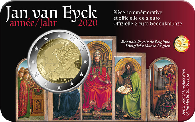 2 euro 2020 Belgicko cc.BU (FR/D) karta Jan van Eyck