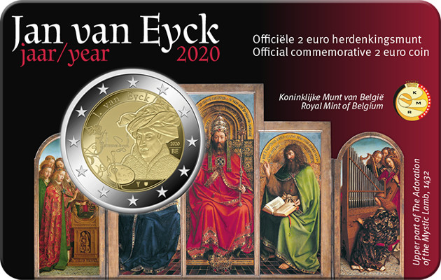 2 euro 2020 Belgicko cc.BU (NL/EN) karta Jan van Eyck