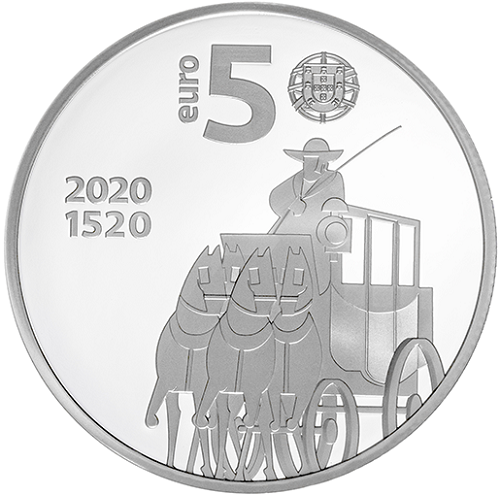 5 euro 2020 Portugalsko PROOF 500 rokov poštovej služby