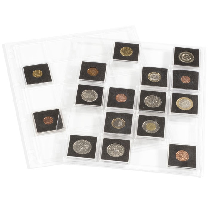 Listy ENCAP na mince v kasli, 2ks/bal, 20 otvorov pre QUADRUM 50 x 50 mm (ENCAPQ50)