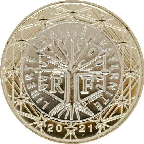 1 euro 2021 Francúzsko ob.UNC