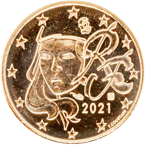 1 cent 2021 Francúzsko ob.UNC