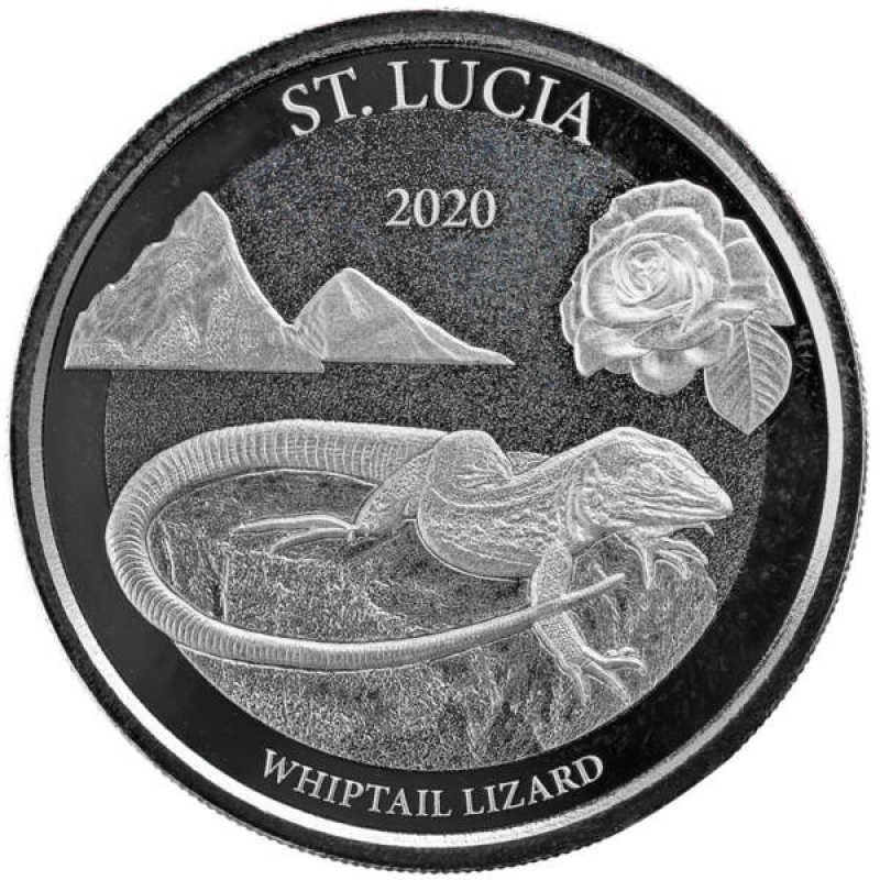 2 Dollars 2020 Svätá Lucia BU 1 Oz Ag Whiptail Lizard 