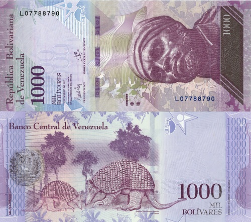1000 Bolívares 2017 Venezuela UNC séria L