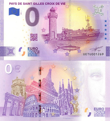 0 euro suvenír 2021/1 Francúzsko UNC Pays de Saint Gilles Croix de Vie (ND)
