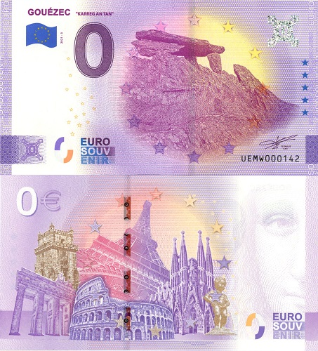 0 euro suvenír 2021/3 Francúzsko UNC Gouézec - Karreg An Tan (ND)
