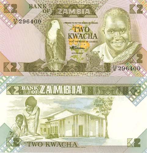 2 Kwacha 1986-88 Zambia UNC séria 84/B