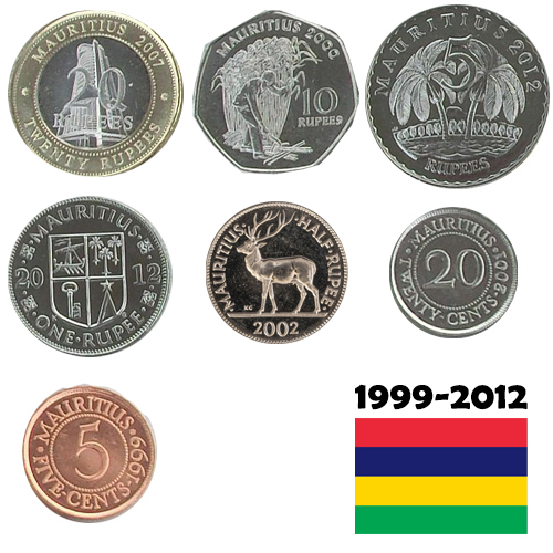 SET 1999 - 2012 Maurícius UNC (36,75 Rupees)
