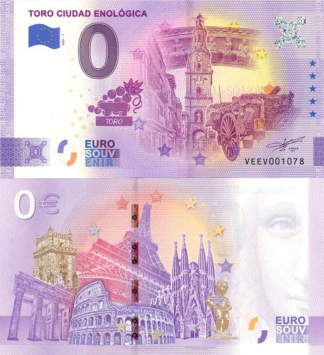 0 euro suvenír 2021/1 Španielsko UNC Toro Ciudad Enológica (ND)