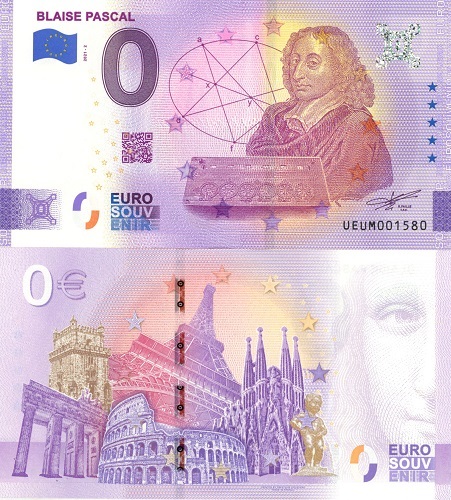 0 euro suvenír 2021/2 Francúzsko UNC Blaise Pascal (ND)