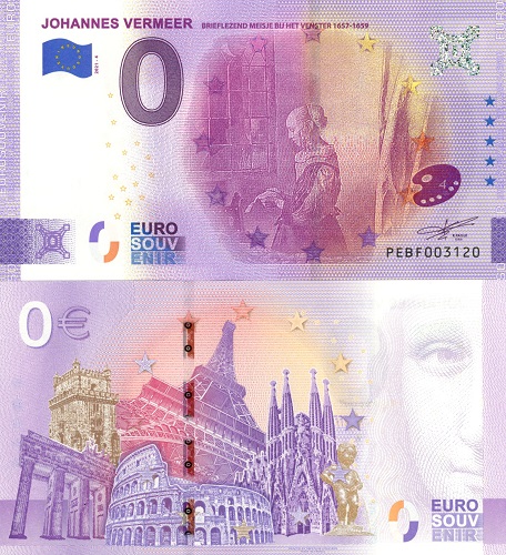 0 euro suvenír 2021/4 Holandsko UNC Johannes Vermeer 1657-1659 (ND)