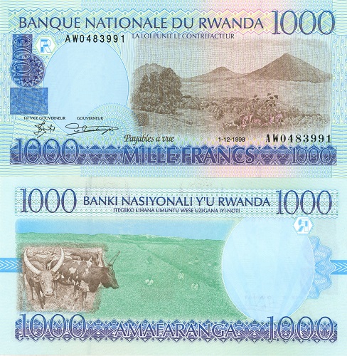 1000 Francs 1998 Rwanda UNC séria AW