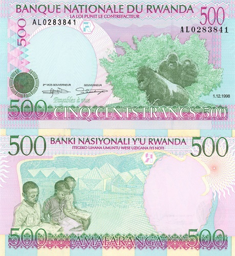 500 Francs 1998 Rwanda UNC séria AL