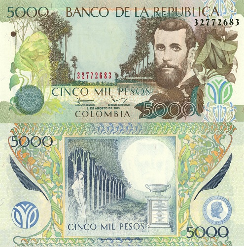 5000 Pesos 2013 Kolumbia UNC 