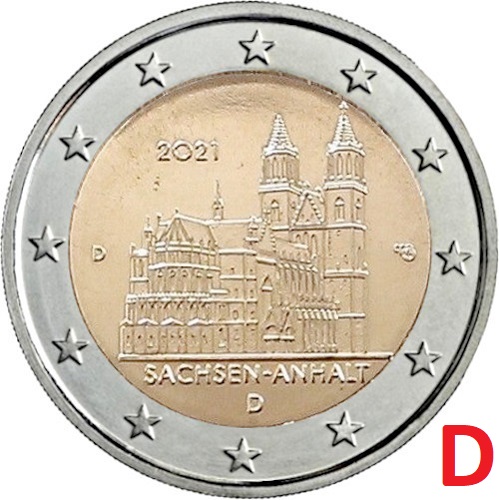 2 euro 2021 D Nemecko cc.UNC, Sasko-Anhaltsko