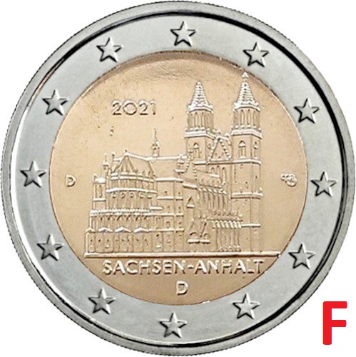 2 euro 2021 F Nemecko cc.UNC, Sasko-Anhaltsko