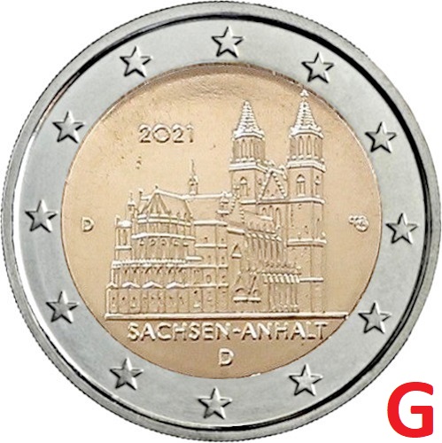 2 euro 2021 G Nemecko cc.UNC, Sasko-Anhaltsko