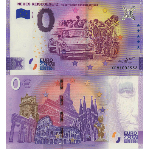 0 euro suvenír 2021/33 Nemecko UNC Neues Reisegesetz (ND)