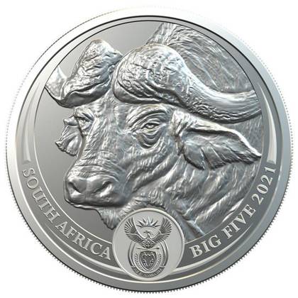 5 Rand 2021 Južná Afrika BU karta 1 Oz Ag Buffalo