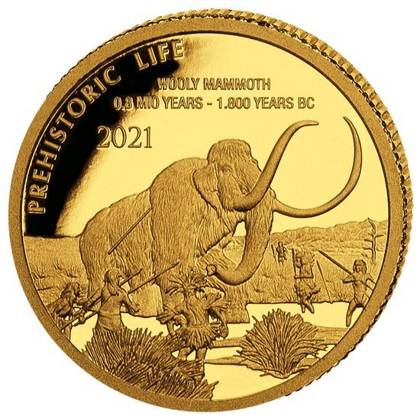 100 Francs 2021 Kongo BU 0,5 g Au Woolly Mammoth